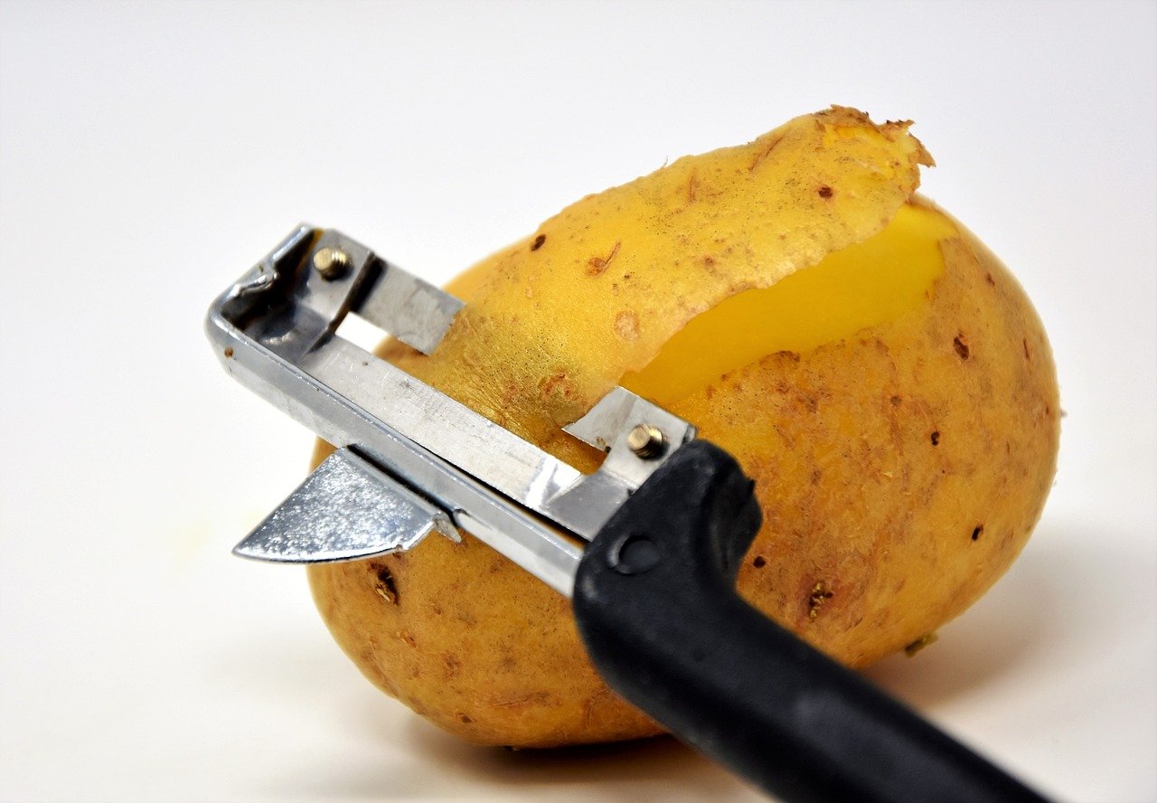 potato, potato peeler, potato skins